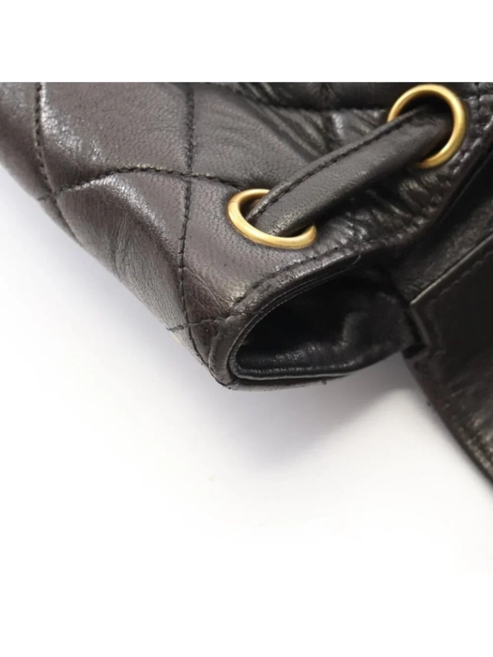 Chanel Backpack Quilted Black Lambskin Double Turnlock Chain
